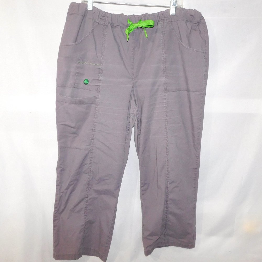 Women’s Gray Utility Jogger Pants with Green Drawstring